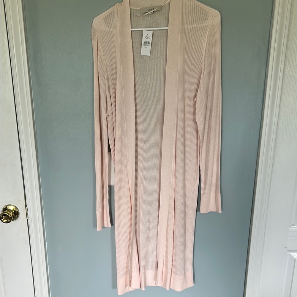 LOFT Light Pink Open Front Cardigan